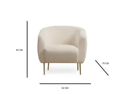Poltrona|Concept-Usine Poltrona de bouclé creme em poliéster com pernas de metal dourado - Confortável e elegante Bege