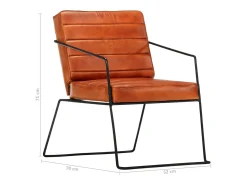 Hot vidaxl Poltrona de couro genuíno cor bronze Castanho