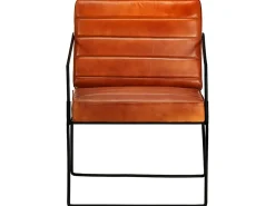 Poltrona de couro genuíno cor bronze PT361745^ Poltrona