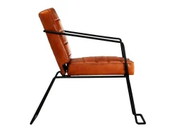 Poltrona de couro genuíno cor bronze PT361745^ Poltrona