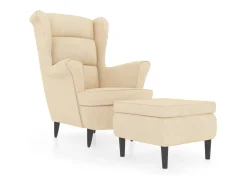 Poltrona*vidaxl Poltrona de descanso com banco veludo cor Creme