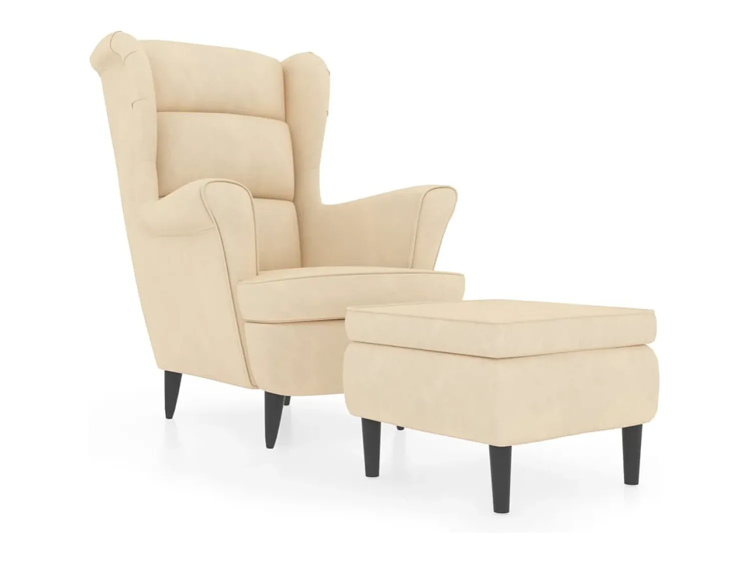 Poltrona*vidaxl Poltrona de descanso com banco veludo cor Creme