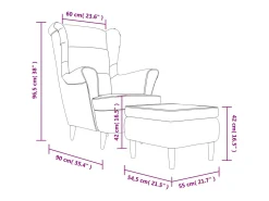 vidaxl Poltrona de descanso com banco veludo -claro^ Poltrona