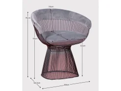 Nest Dream Poltrona de design estofada em veludo e estrutura em aço - Albert - Cinza^ Poltrona