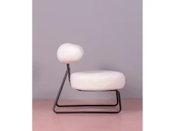 Online Nest Dream Poltrona de design estofada em bouclé e base em aço - Oxford - Branco