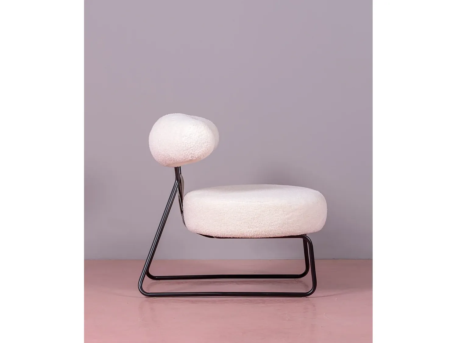 Online Nest Dream Poltrona de design estofada em bouclé e base em aço - Oxford - Branco