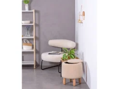 Online Nest Dream Poltrona de design estofada em bouclé e base em aço - Oxford - Branco