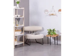 Online Nest Dream Poltrona de design estofada em bouclé e base em aço - Oxford - Branco