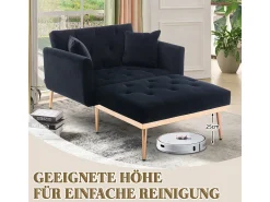 Poltrona| Poltrona de estilo moderno com encosto ajustável, reclinável, sofá dobrável (com estrutura de ferro). Preto