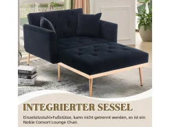 Poltrona| Poltrona de estilo moderno com encosto ajustável, reclinável, sofá dobrável (com estrutura de ferro). Preto