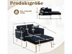 Poltrona| Poltrona de estilo moderno com encosto ajustável, reclinável, sofá dobrável (com estrutura de ferro). Preto