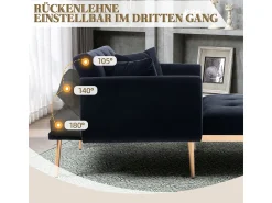 Poltrona| Poltrona de estilo moderno com encosto ajustável, reclinável, sofá dobrável (com estrutura de ferro). Preto