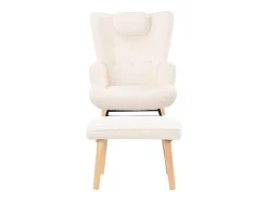 Poltrona| Poltrona de leitura com apoio para os pés e encosto ajustável, com bolso lateral para sala de estar, branca Branco