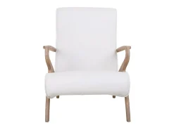Poltrona| Poltrona de madeira estofada em couro sintético Branco