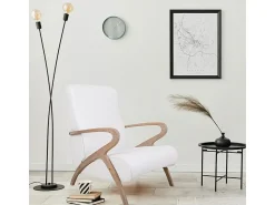 Poltrona| Poltrona de madeira estofada em couro sintético Branco
