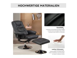 Poltrona* Poltrona de massagem com estofamento em PU, pufe e apoio para os pés com massageador de 5 pontos para uso doméstico. Preto