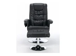 Poltrona* Poltrona de massagem com estofamento em PU, pufe e apoio para os pés com massageador de 5 pontos para uso doméstico. Preto