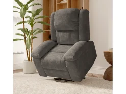 Poltrona* Poltrona de massagem elétrica para relaxamento - Ajuste de vibração e calor, bolsos laterais - Cinza Cinzento