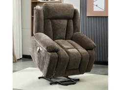 Merax Poltrona de massagem elétrica - 95 x 94 x 107 cm - com massagem de 8 pontos + função de aquecimento e elevação - tecido - marrom Castanho
