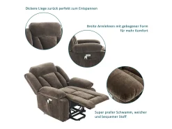 Merax Poltrona de massagem elétrica - 95 x 94 x 107 cm - com massagem de 8 pontos + função de aquecimento e elevação - tecido - marrom Castanho