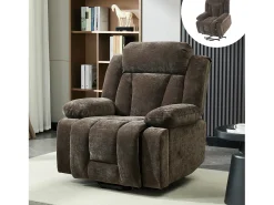Merax Poltrona de massagem elétrica - 95 x 94 x 107 cm - com massagem de 8 pontos + função de aquecimento e elevação - tecido - marrom Castanho