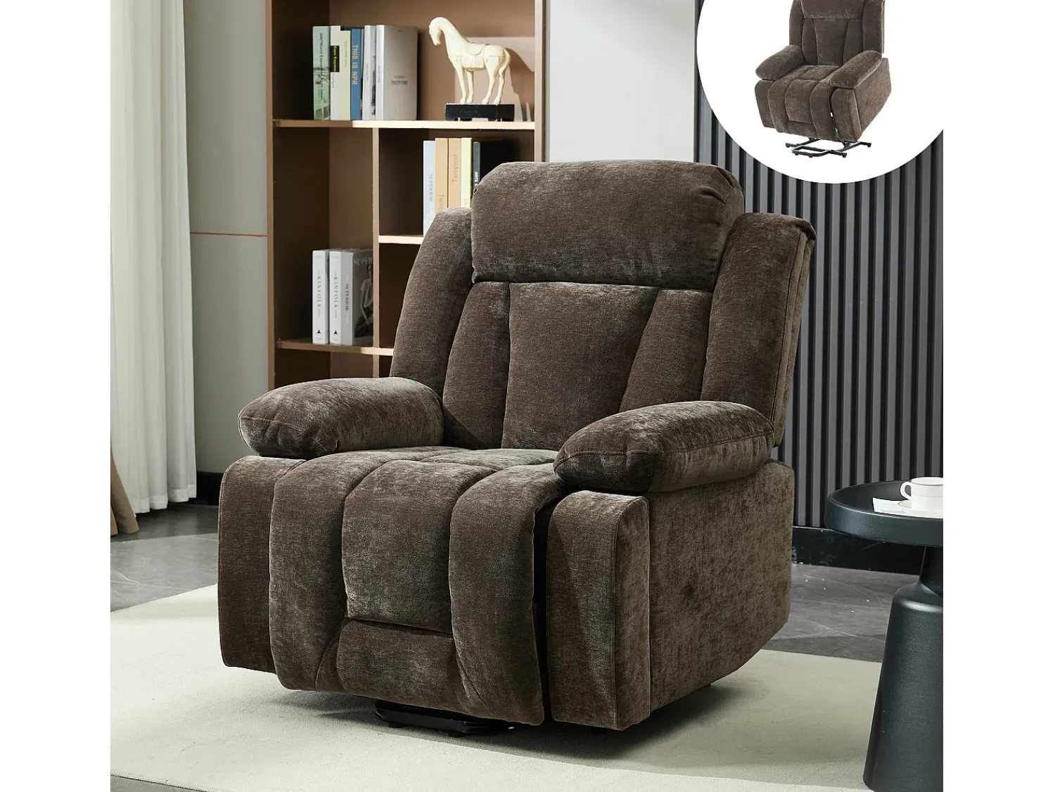Merax Poltrona de massagem elétrica - 95 x 94 x 107 cm - com massagem de 8 pontos + função de aquecimento e elevação - tecido - marrom Castanho