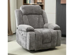 Poltrona*Merax Poltrona de massagem elétrica - 95 x 94 x 107 cm - com massagem de 8 pontos + função de aquecimento e elevação - tecido - cinza Cinzento