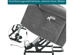Poltrona*Merax Poltrona de massagem elétrica - 95 x 94 x 107 cm - com massagem de 8 pontos + função de aquecimento e elevação - tecido - cinza Cinzento