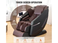 Poltrona* Poltrona de Massagem SucceBuy 3D Shiatsu SL Rail Zero Gravity, 10-18 Modos, Aquecimento, Alto-falante Bluetooth, 160 kg Castanho