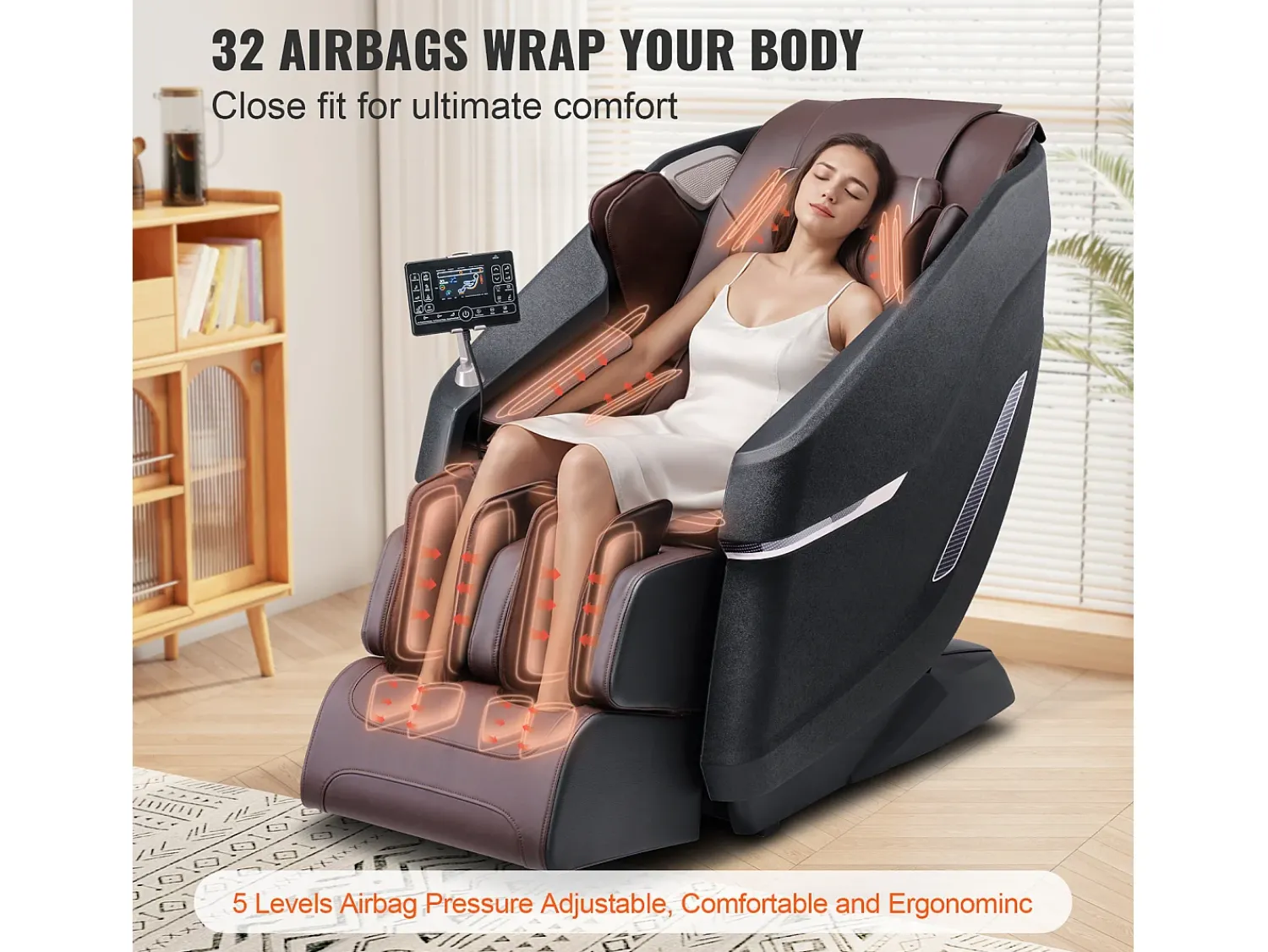 Poltrona* Poltrona de Massagem SucceBuy 3D Shiatsu SL Rail Zero Gravity, 10-18 Modos, Aquecimento, Alto-falante Bluetooth, 160 kg Castanho