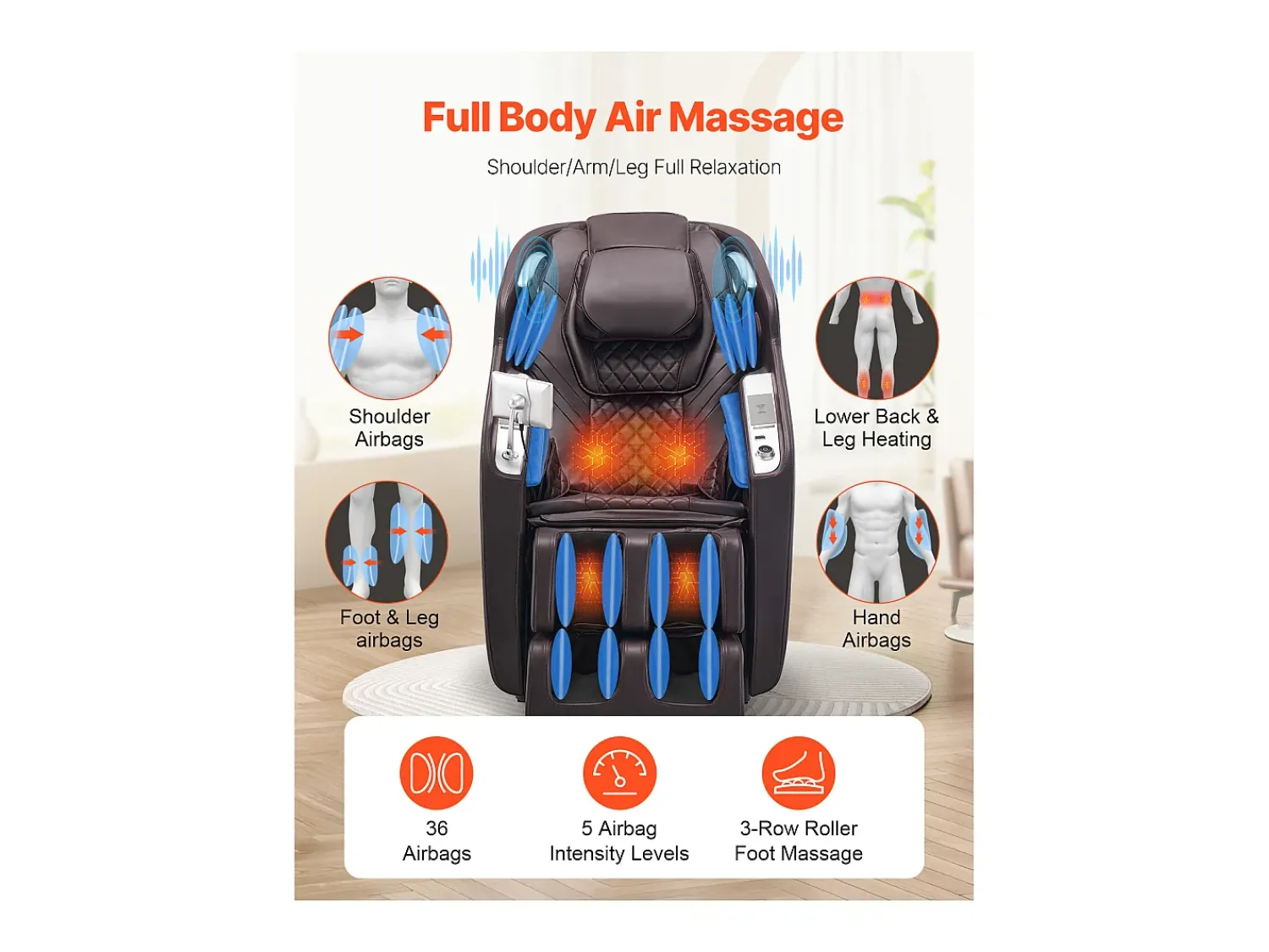 Poltrona de Massagem SucceBuy com Calha SL, Poltrona de Relaxamento e Massagem Reclinável 4D, Zero Gravity, Modo de Alongamento para Ioga, com Voz de IA^ Poltrona