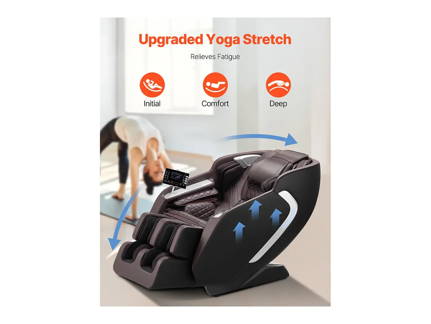Poltrona de Massagem SucceBuy com Calha SL, Poltrona de Relaxamento e Massagem Reclinável 4D, Zero Gravity, Modo de Alongamento para Ioga, com Voz de IA^ Poltrona