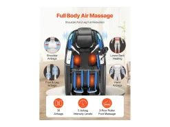 Poltrona* Poltrona de Massagem SucceBuy com Calha SL, Poltrona de Relaxamento e Massagem Reclinável 3D/4D, Zero Gravity, Modo de Alongamento para Ioga, com Voz de IA Preto
