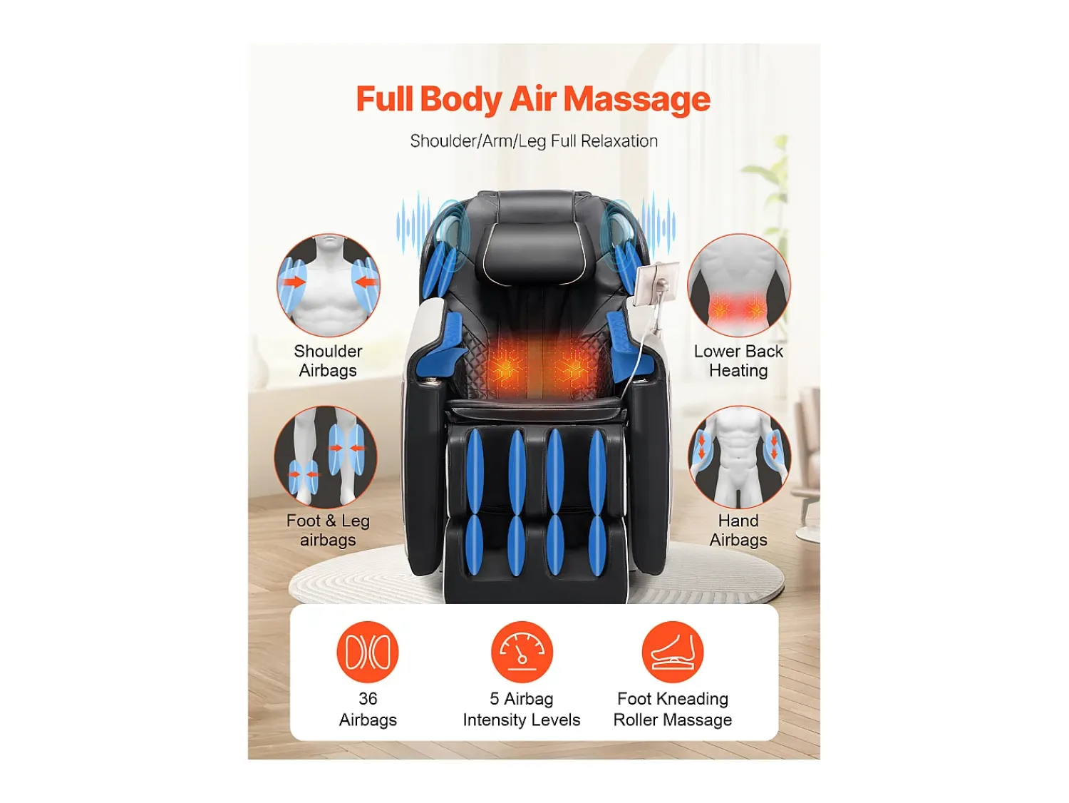 Poltrona* Poltrona de Massagem SucceBuy com Calha SL, Poltrona de Relaxamento e Massagem Reclinável 3D, Zero Gravity, 18 Modos Automáticos, Aquecimento, com Pedal Retrátil Multicor