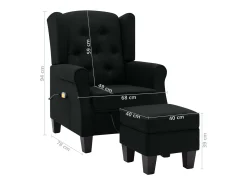 Sale vidaxl Poltrona de massagens com apoio de pés tecido Preto