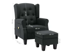 vidaxl Poltrona de massagens com apoio de pés tecido -escuro^ Poltrona