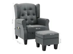 vidaxl Poltrona de massagens com apoio de pés tecido -claro^ Poltrona