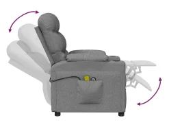 Poltrona*vidaxl Poltrona de massagens elétrica tecido -claro Cinzento