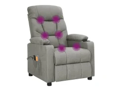 New vidaxl Poltrona de massagens elétrica tecido -claro Cinzento
