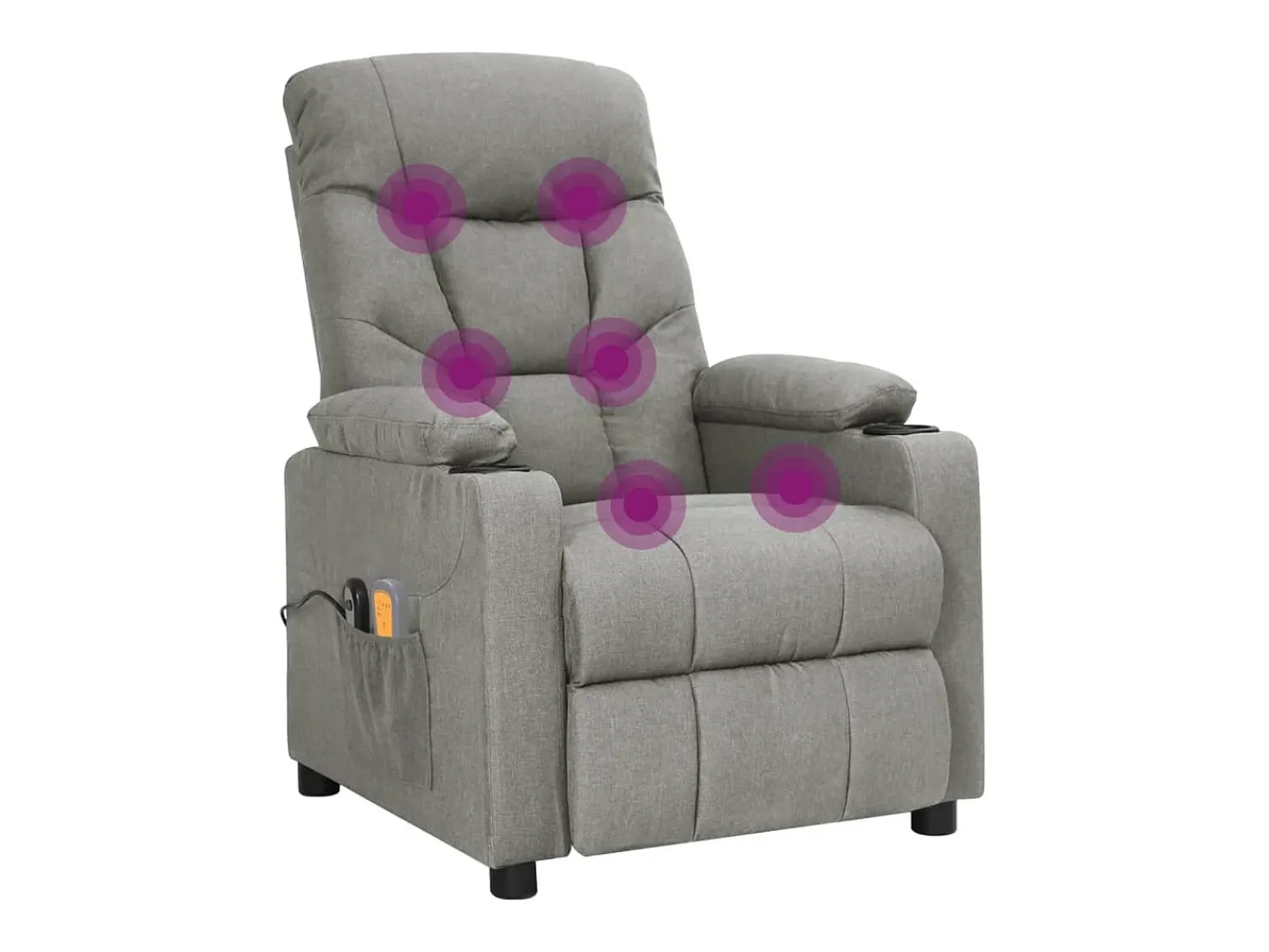 New vidaxl Poltrona de massagens elétrica tecido -claro Cinzento