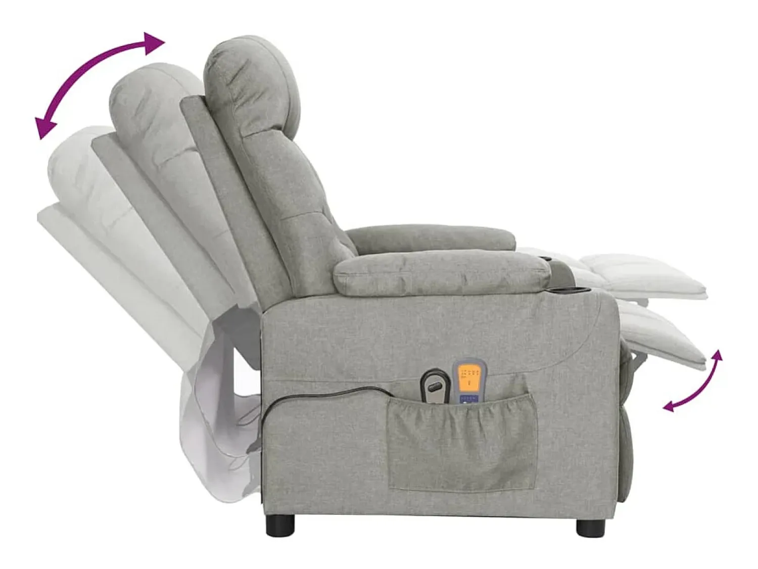 New vidaxl Poltrona de massagens elétrica tecido -claro Cinzento