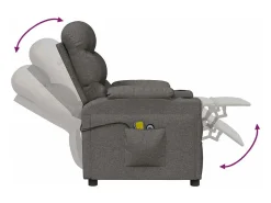 Clearance vidaxl Poltrona de massagens elétrica tecido cinza-escuro Cinzento