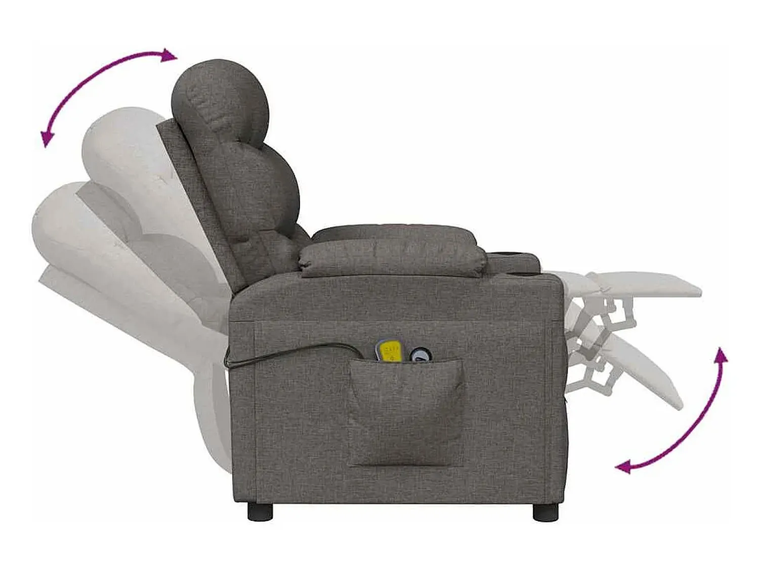 Clearance vidaxl Poltrona de massagens elétrica tecido cinza-escuro Cinzento