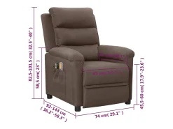 Poltrona|vidaxl Poltrona de massagens elétrica reclinável tecido cinza-acast. Taupe