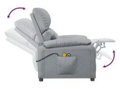 Poltrona|vidaxl Poltrona de massagens elétrica tecido -claro Cinzento