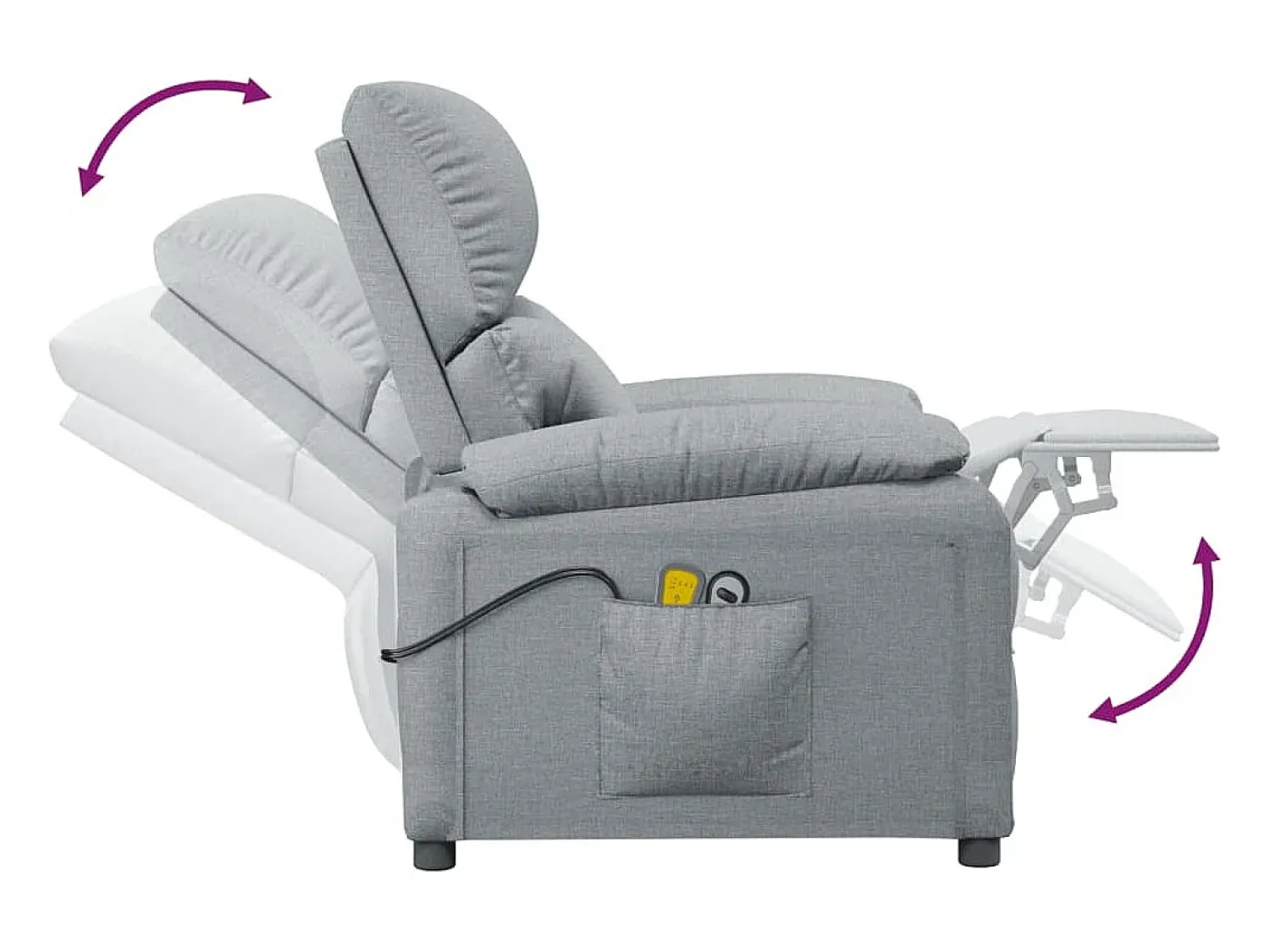 Poltrona|vidaxl Poltrona de massagens elétrica tecido -claro Cinzento