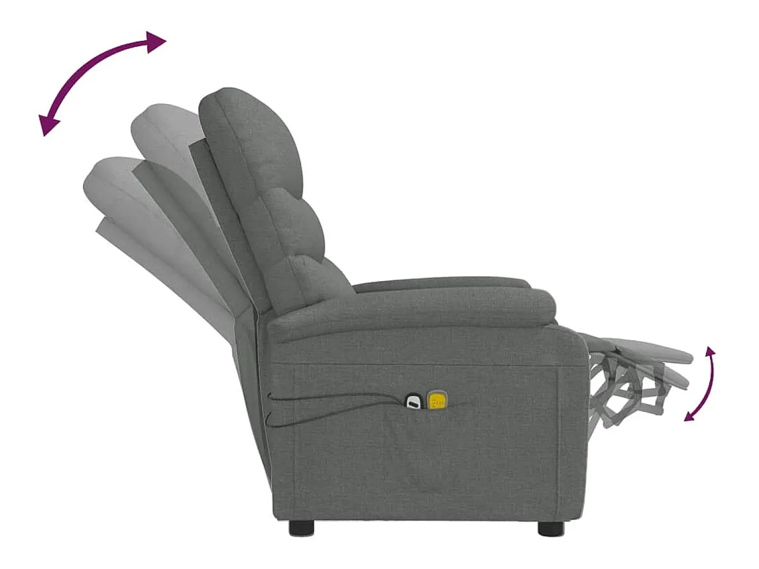 vidaxl Poltrona de massagens elétrica tecido cinza-escuro^ Poltrona