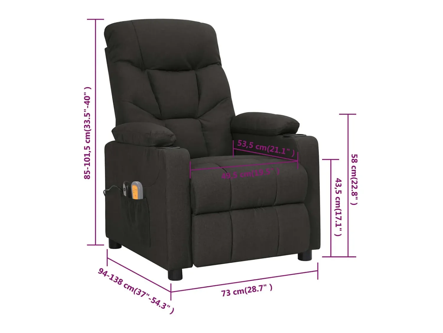 Best vidaxl Poltrona de massagens elétrica tecido Preto