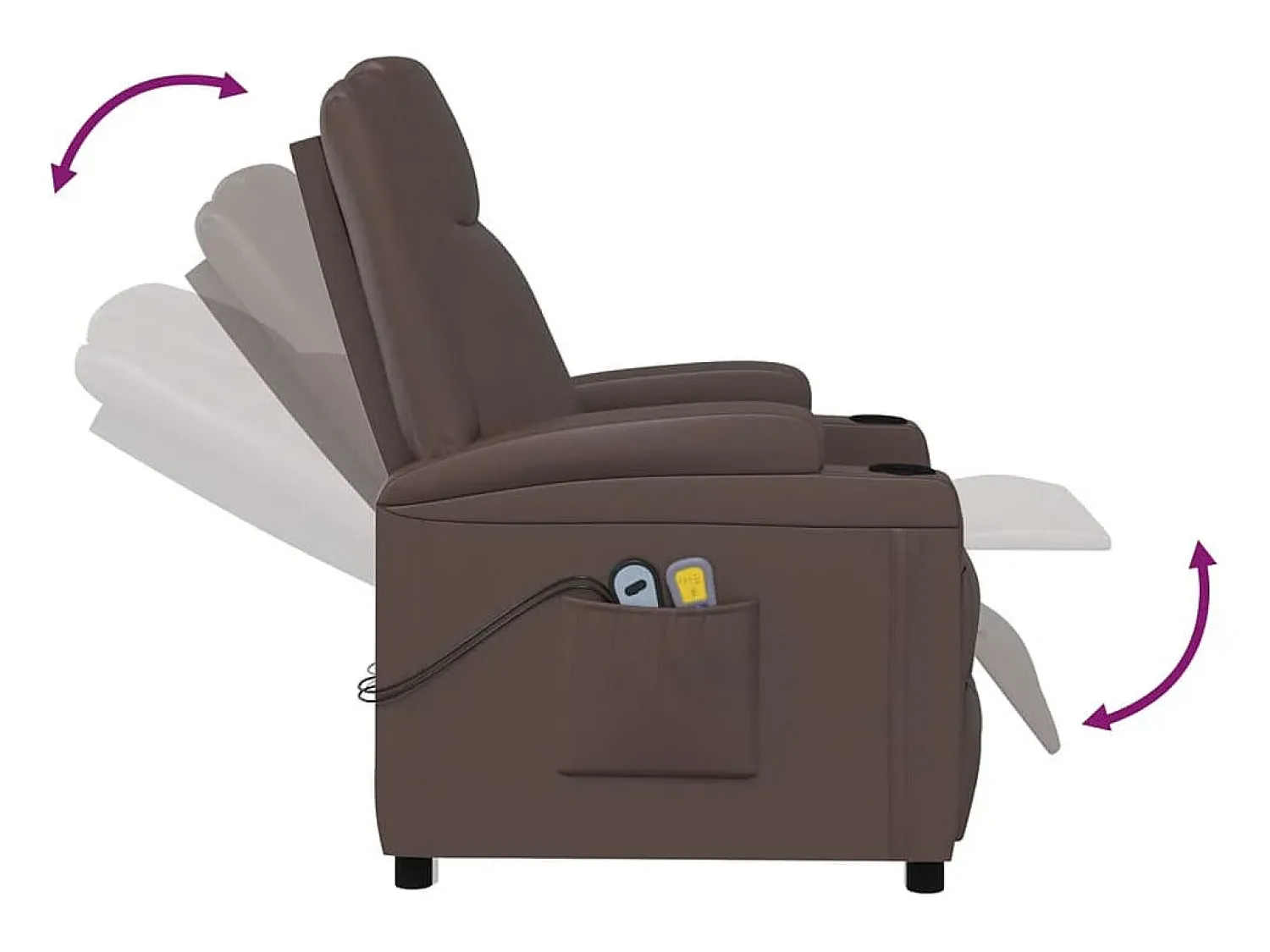 Poltrona|vidaxl Poltrona de massagens elétrica couro artificial Castanho