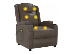 Poltrona|vidaxl Poltrona de massagens elétrica couro artificial Castanho